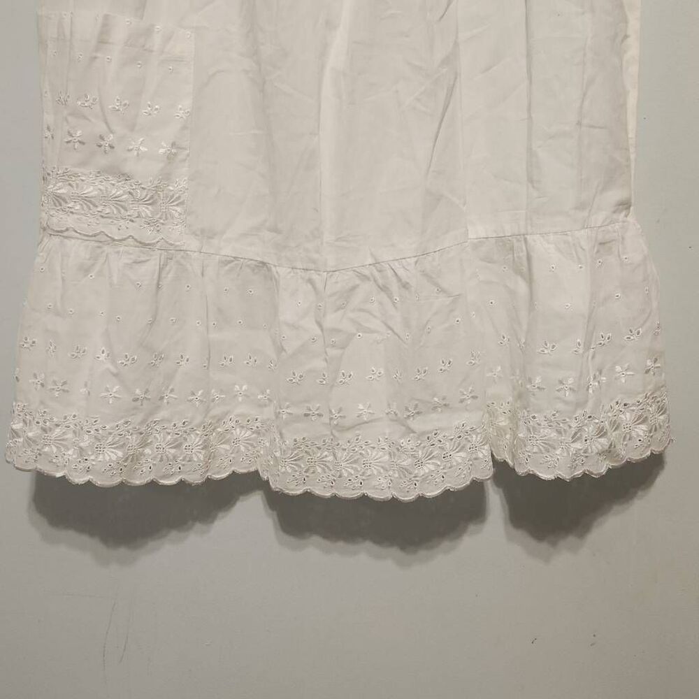 Vintage Dressed in White size L XL Lace Ruffle Tiered Maxi Skirt Boho Pocket - Picture 2 of 4